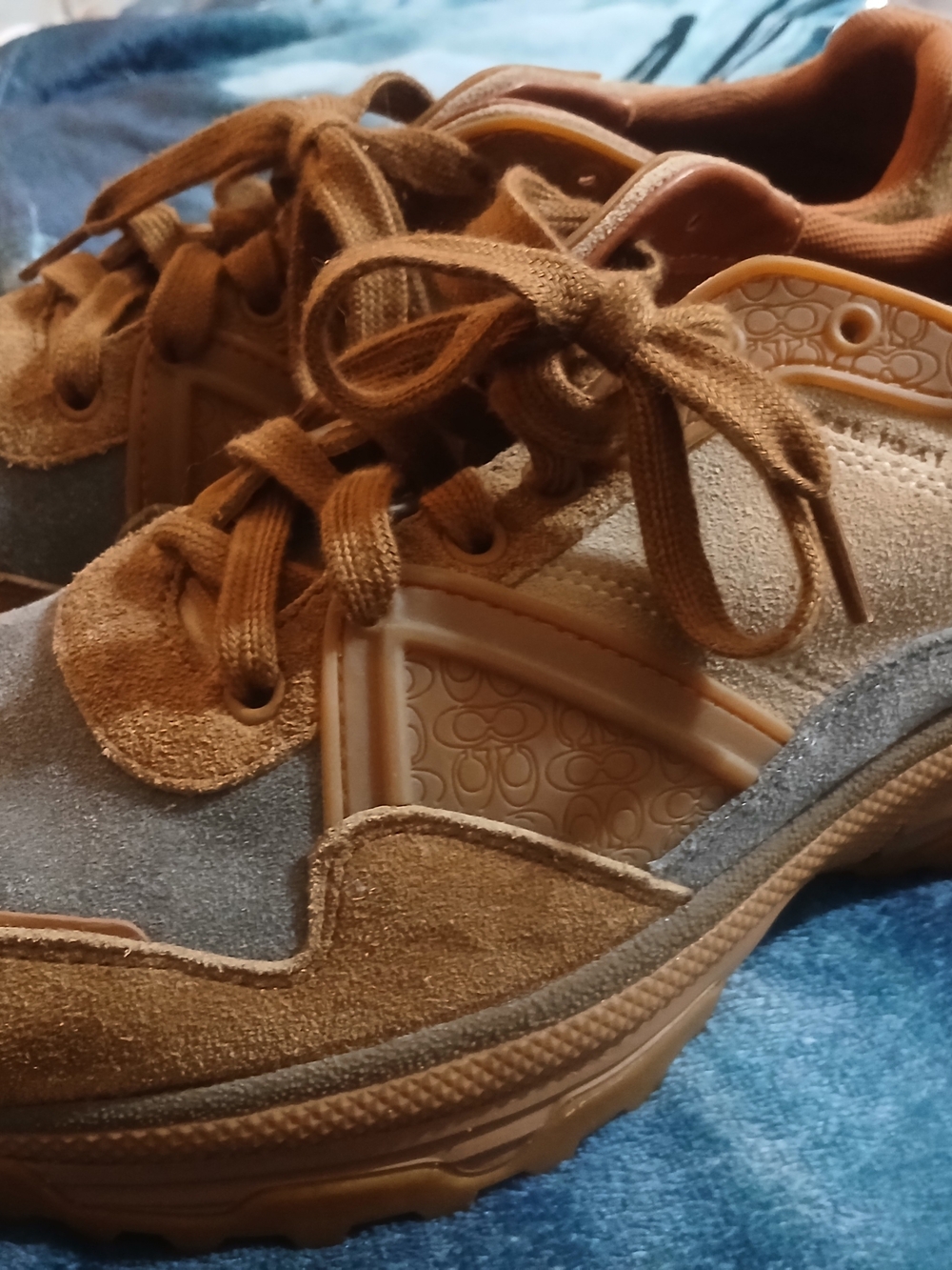 Coach Mens Brown Suede and Taupe Casual Sneakers